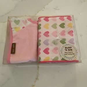Baby Jar Burp Cloth and Bib Set with Hearts